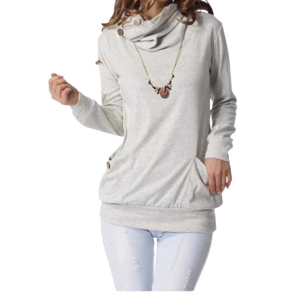 New Sophie Rue Womenâs Gray Cowl Neck Tunic Blouse Size Large Bnwt.